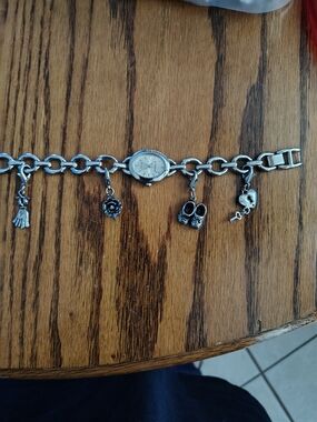 Woman's Silver Tone Charm Watch Untested #4-31